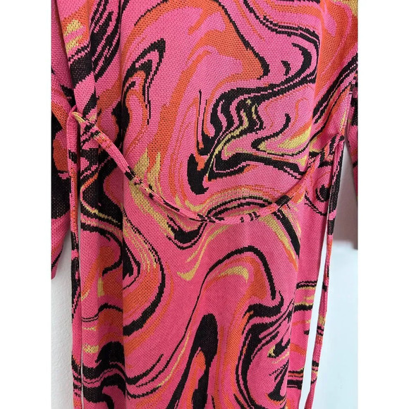 House of Harlow Pink Swirl Pattern Turtleneck Long Dress Retro Abstract Print M - Picture 3 of 5